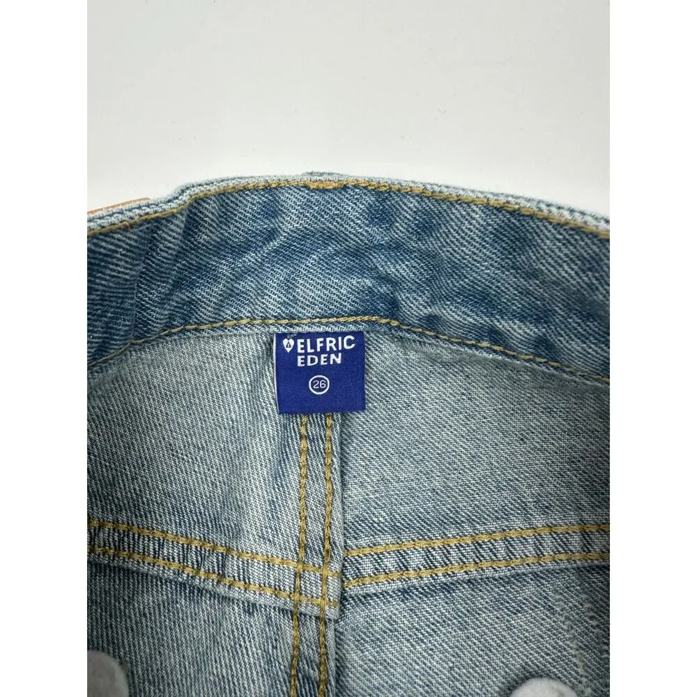 Aelfric Eden Rhinestone Application Jorts Rhinestones Sz 26 Relaxed Fit Denim
